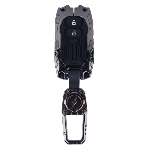 New Purview Premium Car Key Cover with Keychain Luxury Heavy-Duty Key Case with Silicone Protection | 2-Button Remote Key Protector for Maruti Suzuki Invicto