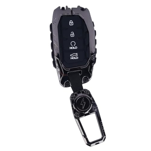 New Premium Luxury Metal Car Key Cover with Keychain for 4-Button Remote | Shockproof Key Protector for Hyundai Creta, Venue, i20 (2021), Alcazar, Elantra, Tucson, Creta EV