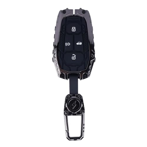 New Purview Premium Car Key Cover Shell with Silicone Luxury 4-Button Remote Key Case | Lightweight & Durable for Tata Punch, Nexon, Harrier, Safari, Altroz, Tigor