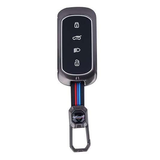 Premium Luxury Car Key Cover Shell with Silicone for 4-Button Remote | Durable Key Case for Tata Sierra 2025, Curvv, Curvv EV