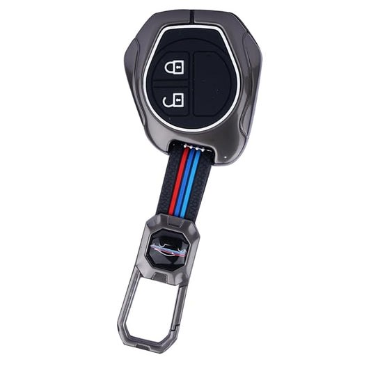 Premium Luxury Metal Car Key Cover with Keychain for 2-Button Remote for Suzuki Swift, Dzire, Ertiga, Baleno, Grand Vitara, Celerio, WagonR, Brezza, S-Cross, Fronx, Jimny, Ignis